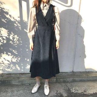 V-neck Corduroy Dress