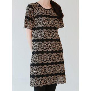 Short-sleeve Lace Mini Dress
