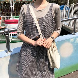 Check Pinafore Minidress