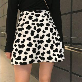 Cow Print Mini A-line Skirt