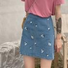 Floral Denim Mini Skirt
