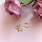 925 Sterling Silver Non-matching Rhinestone Dog Dangle Earring E180 - Gold - One Size