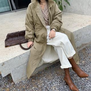 Funnel-neck Fleece Lined Parka Khaki - One Size