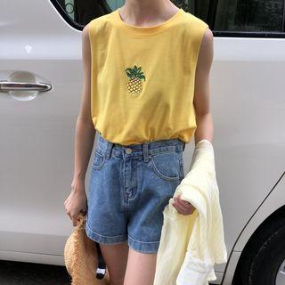 Pineapple Embroidered Tank Top
