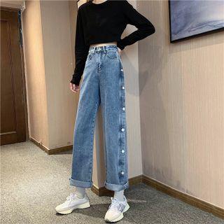 Side Buttons Shift Jeans