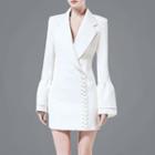 Ruffle Sleeve Buttoned Coatdress