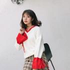 V-neck Two -tone Sweater