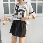 Numbering Off-shoulder 3/4 Sleeve T-shirt