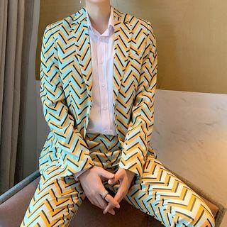 Set: Patterned Blazer + Dress Pants