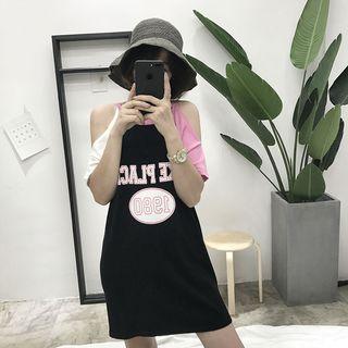 Elbow-sleeve Cutout Shoulder Knit Dress