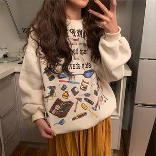 Cartoon Printed Lettering Sweatshirt
