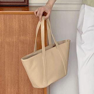 Trapezoid Pleather Tote Bag