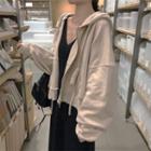 V-neck Sleeveless Dress / Drawstring Hooded Zip Jacket