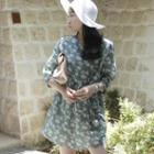 Puff-sleeve Floral Pattern Mini Dress