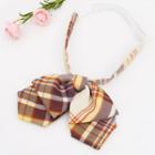 Plaid Ribbon Bow Tie Yellow - One Size
