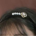 Flower Faux Pearl Headband Black - One Size