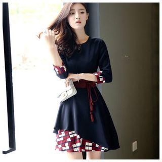 3/4-sleeve Asymmetric Dress