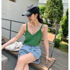 Plunge-neck Knit Cami Top