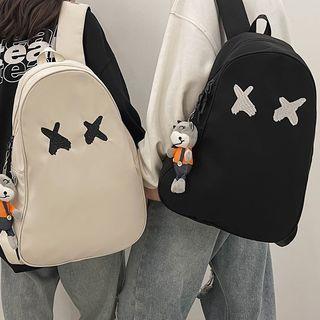 Cross Print Nylon Backpack