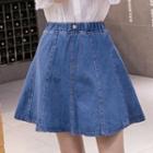 Plus Size High Waist A-line Denim Skirt