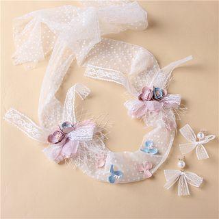 Bridal Set: Bow Accent Headband + Bow Drop Earring