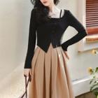 Long-sleeve Asymmetrical T-shirt / Short-sleeve T-shirt / Midi A-line Skirt / Set