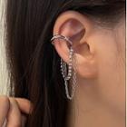 Rhinestone Earrings Cuff 1 Piece - Sliver - One Size