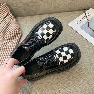Checkerboard Lace-up Shoes