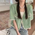 Short-sleeve Button Blouse Green - One Size