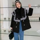 Frill Trim Double Breasted Blazer