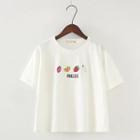 Fruit Embroidered Short Sleeve T-shirt