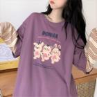 Long-sleeve Printed Mock Two Piece T Shirt