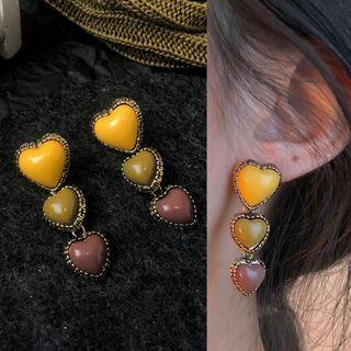 Retro Heart Color Block Earring As Show In Figure - 1401a#