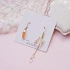 Non-matching Alloy Faux Crystal Rabbit & Carrot Dangle Earring
