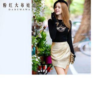 Bowed Lace Panel Knit Top
