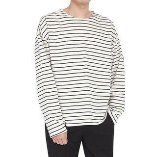 Big Size Stripe Long-sleeve T-shirt