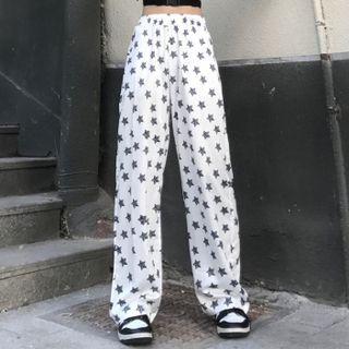 Star Print Straight Cut Pants
