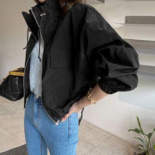 Pocket-front Drawstring-trim Jacket