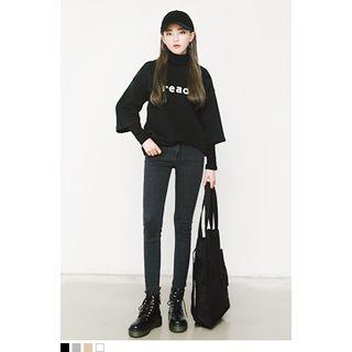 Elbow-sleeve Lettring T-shirt
