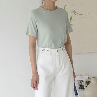Basic Round-neck Silky T-shirt
