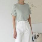 Basic Round-neck Silky T-shirt