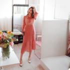 Tie-neck Accordion-pleated Dress