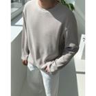 Crew-neck Waffle Sweatshirt