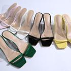 Square-toe Transparent-strap Wedge Mules