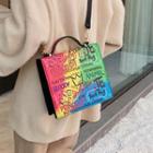 Lettering Crossbody Bag Pink & Yellow & Green & Blue & Black - One Size