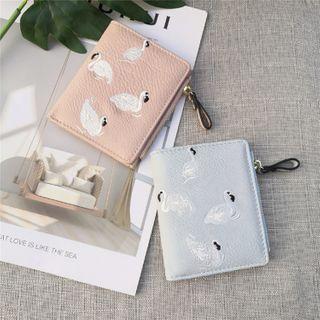Swan Embroidered Short Wallet