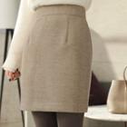 Herringbone Wool Blend H-line Miniskirt