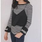 Set: Long-sleeve Striped T-shirt + Camisole Top