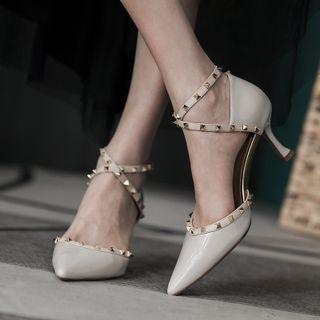 Rivet Spool-heel Pumps