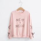 Letter Print Lace Up Pullover